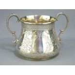 SILVER TWO-HANDLED SUGAR POT, London 1874, maker Thomas Smily, chased decorated body with vacant