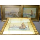 ANDREA VASARI watercolours - trio of Mediterranean scenes, 27 x 37cms