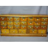 VICTORIAN APOTHECARY/CHEMISTS BANK OF 26 DRAWERS, most having mirror glass name labels, all having