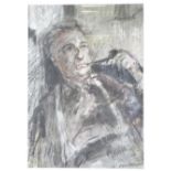 WILLIAM SELWYN watercolour - head and shoulders portrait of a pipe smoking Moss Williams, artist and