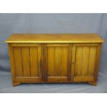 CIRCA 1900 MAHOGANY THREE DOOR STORAGE CABINET, 72cms H, 130cms W, 37cms D