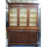 VICTORIAN MAHOGANY CWPWRDD GWYDIR, well presented with twin upper doors and central panel, all