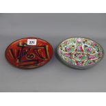 DAVID ANDERSEN NORWAY ENAMEL ON BRONZE MODERNIST DISH with a late Oriental porcelain and metal dish,