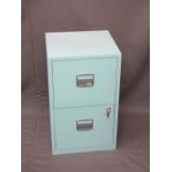 MODERN TWO DRAWER FILE CABINET WITH KEYS, 67.5cms H, 41cms W, 40cms D