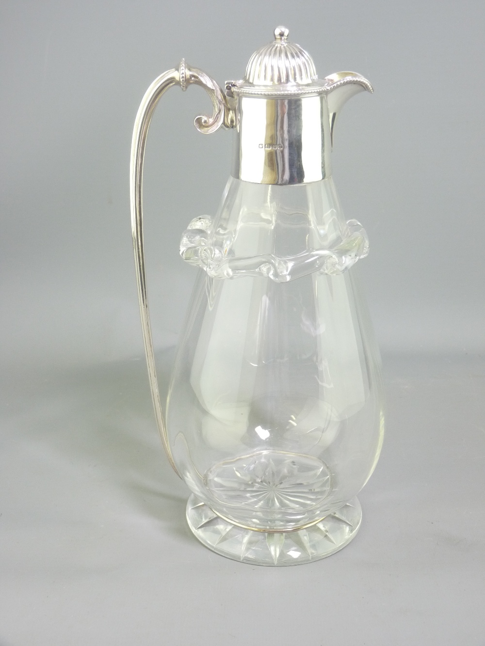 VICTORIAN SILVER TOPPED CLARET JUG, Sheffield 1882, maker probably Charles Favell, dome topped lid