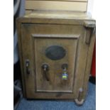 PHILLIPS & SON, BIRMINGHAM, vintage cast iron safe with key, 66cms H, 51cms W, 57cms D