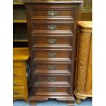 GIBBARD SOLID MAHOGANY REPRODUCTION CHEST of seven drawers, canted corner reeded decoration to the