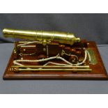 NAVAL 24LB TABLE TOP BRASS & MAHOGANY MODEL CANNON from the USS Constitution War of 1812, 38.5 x