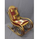 THONET TYPE BENTWOOD ROCKER with canework seat and back, 100cms H, 49cms W, 56cms seat D