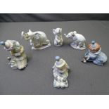 LLADRO CLOWNS & ELEPHANTS - three of each