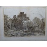 GEORGE SHEFFIELD colourwash - country house scene amongst trees, signed and dated 1874, 42 x