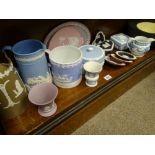 WEDGWOOD BLACK BASALT & COLOURFUL JASPERWARE with earlier and other makers sprig decorated