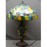 TIFFANY STYLE TABLE LAMP & SHADE, 61cms approx H E/T