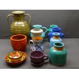 COLOURFUL STONEWARE - jars, jugs and planters ETC