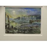 KEITH ANDREW watercolour - Conwy Castle and Bridge with boats, signed, 15 x 19cms