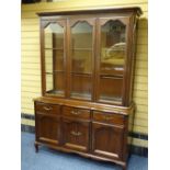 GIBBARD MAHOGANY DISPLAY SIDEBOARD with glazed top section and shaped base with three frieze drawers