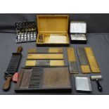 ANTIQUE MAHOGANY & BRASS PILL MAKING MACHINE, cased powder cache mould set and a boxed Palmer