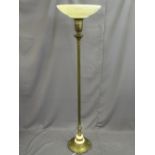 VINTAGE CONTINENTAL METAL & ONYX UPLIGHTER STANDARD LAMP with fancy embossed glass shade, 159.5cms H