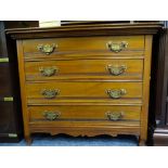 CONTINENTAL LIGHTWOOD NEAT CHEST OF FOUR DRAWERS, 68.5cms H, 84cms W, 46cms D