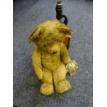 MERRYTHOUGHT VINTAGE TEDDY BEAR, 55cms L, junior boxed microscope and vintage AA badge