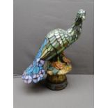 TIFFANY STYLE PEACOCK SHAPE LAMP, 49cms H E/T