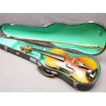 VIOLIN & BOW in a hard case, made in China