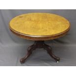 VICTORIAN MAHOGANY TILT-TOP BREAKFAST TABLE, 101cms D top on a curved column three footed base