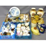 MIXED DECORATIVE POTTERY, porcelain and stoneware, Victorian and later