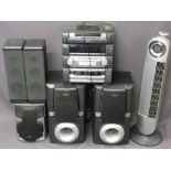 AIWA MULTI SPEAKER SOUND SYSTEM with an upright remote control tower heater E/T