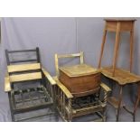 VINTAGE FURNITURE PARCEL, five pieces including two oak adjustable armchairs, Victorian mahogany