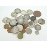 GROUP OF ASSORTED 19TH CENTURY & LATER COINS to include on florin, two shillings, Victorian coins,