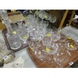 ASSORTED DRINKING GLASSES & A DECANTER