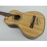 PAUL BRETT VIATEN PARLOUR / TRAVEL GUITAR BY VINTAGE believed solid sitka-spruce, sapele and