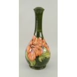 MOORCROFT GREEN GROUND SLIPPER ORCHID TABLE LAMP BASE, 33cms high
