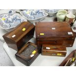ASSORTED WOODEN BOXES, one inlaid mother of pearl