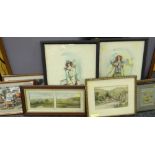 ASSORTED PICTURES including a watercolour by Joseph Edward Hennah (1896-1963) of an estuary, two