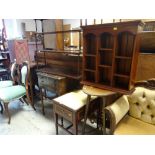 ASSORTED SMALL FURNITURE including hanging shelf, work table with single drawer and two dummy