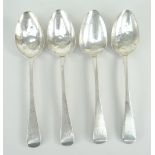 GEORGE III MATCHED SET OF FOUR SILVER SERVING SPOONS, London 1813-15, Solomon Hougham, 7 troy