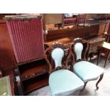 ASSORTED ANTIQUE FURNITURE including pair of carved chairs, Sheraton type inlaid tray, antique