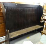 LARGE VINTAGE STAINED WOODEN SETTLE, 163cms high