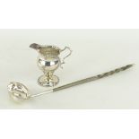 GEORGE III SILVER CREAM JUG, London 1774 with beaded rim and foot, 10cms high, and a George III