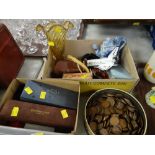 ASSORTED COLLECTABLES including tin of pennies, costume jewellery ETC