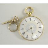 18K YELLOW GOLD SMALL OPEN FACED POCKET WATCH having 18k gold inner cover engraved 'Le Roux 13