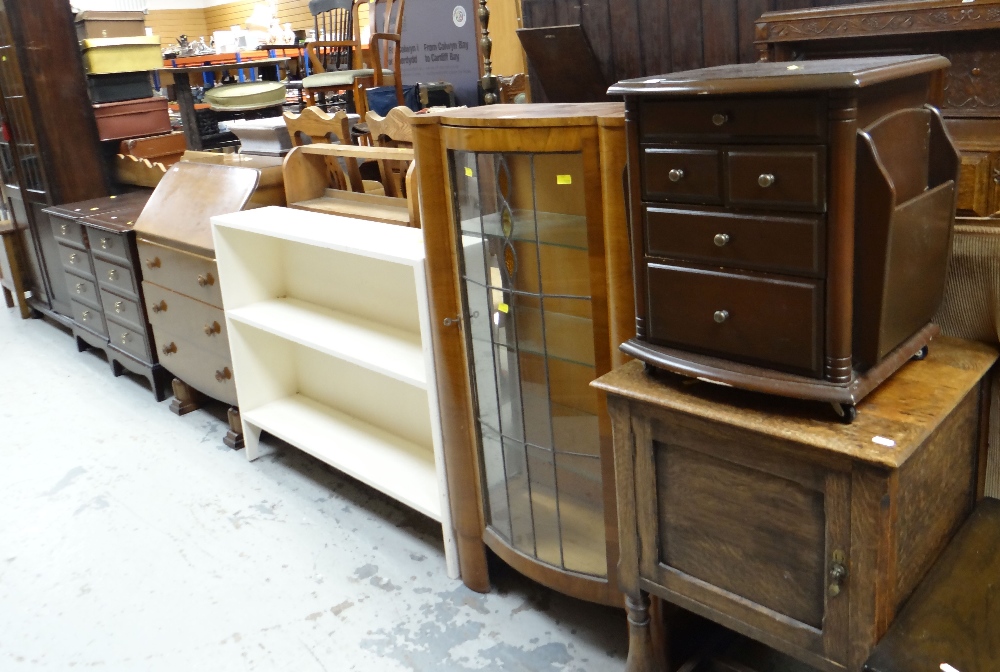 ASSORTED FURNITURE including pair of Stag bedside chest, vintage bureau, vintage china cabinet ETC