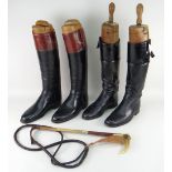 TWO PAIRS OF LEATHER HUNTING BOOTS, one pair by Moss Bros, the other Peal & Co. London both with