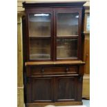 ANTIQUE MAHOGANY BUREAU BOOKCASE (DISTRESSED)