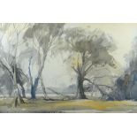 S PRICE watercolour - lakeside trees, signed, 36 x 54cms