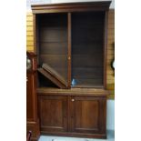 LARGE OAK BOOKCASE CUPBOARD with adjustable shelves, 142cms wide x 248cms high