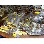 ASSORTED EPNS ITEMS including flatware, wine labels ETC