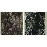 BEN OWEN pair of limited edition woodcuts - one entitled 'The Farmyard' (19/175), the other untitled